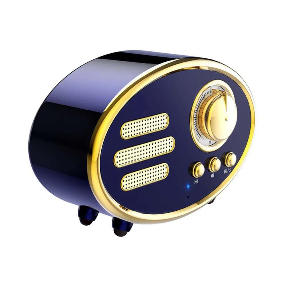 Синий Динамик Boombox громкоговоритель в стиле ретро Мини Портативный беспроводной Bluetooth динамик портативный Bluetooth домашний сабвуфер - Цвет: Синий