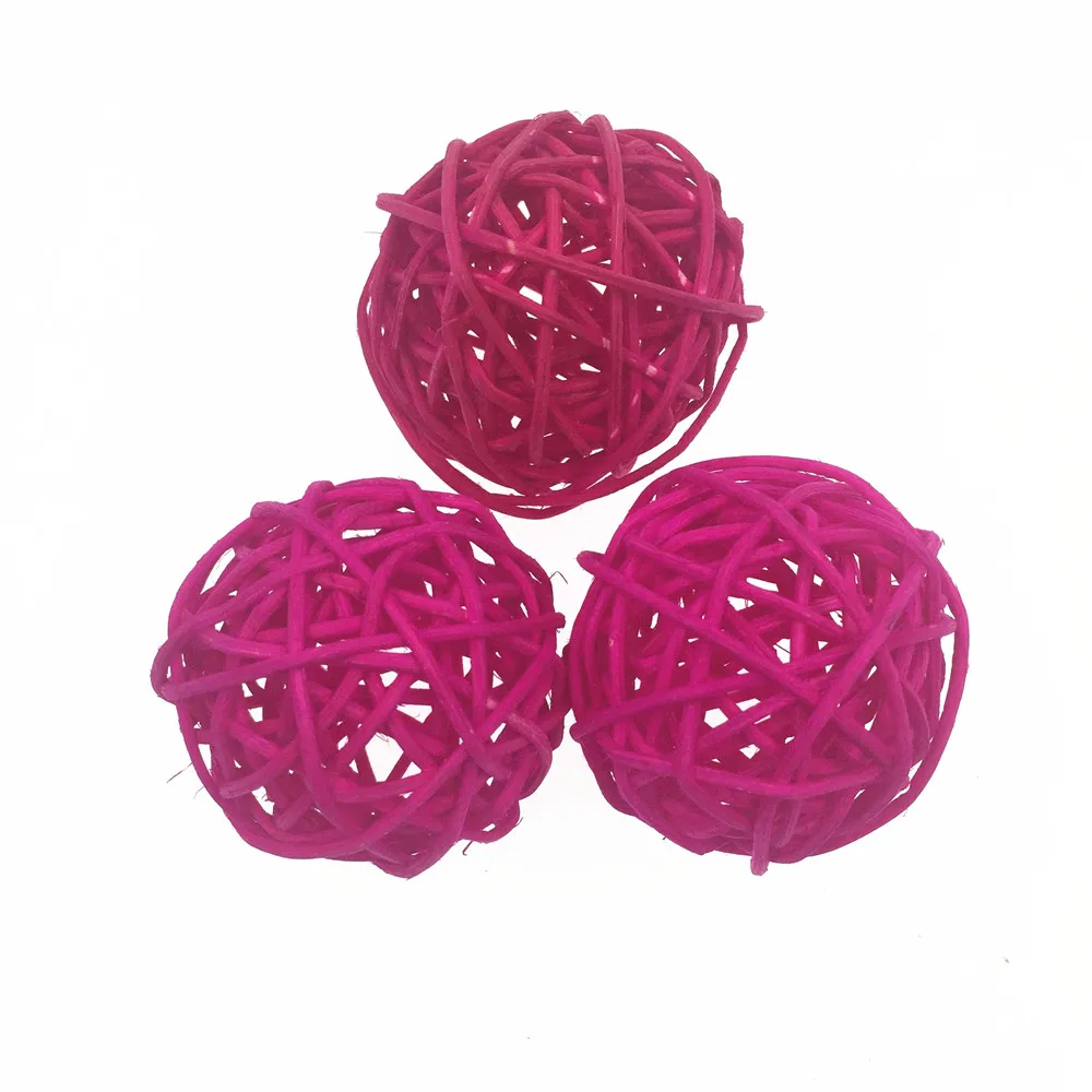 rose 5cm Вечерние украшения ротанга тростника 5 см шар для сада патио, на свадьбу, Рождество Decora DIY гирлянды украшения ротанговая Пальма клубок - Цвет: rose 5cm