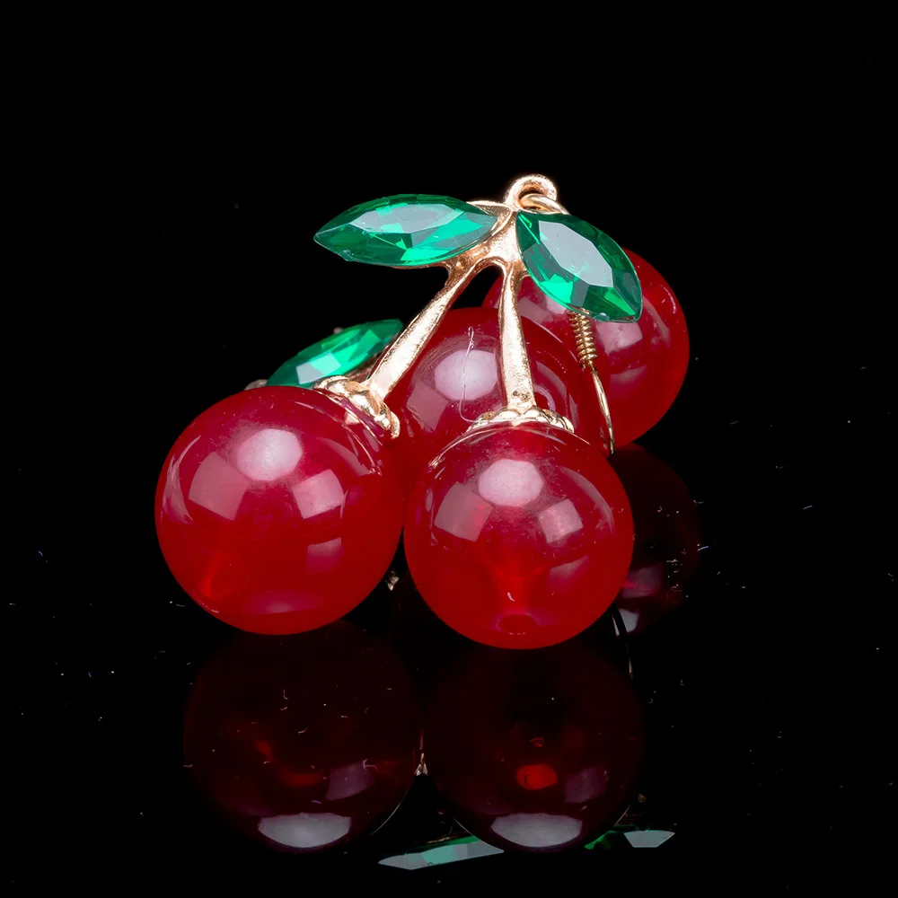 Милые свисающие серьги с красной вишней для женщин и девочек модные в винтажном