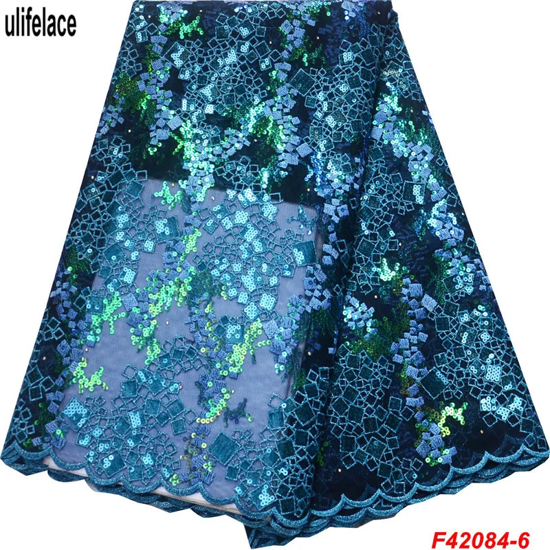 

latest african laces 2019 High quality Allover Multicolor Sequins rich Tulle Mesh french lace Nigerian garment fabrics F4-2084