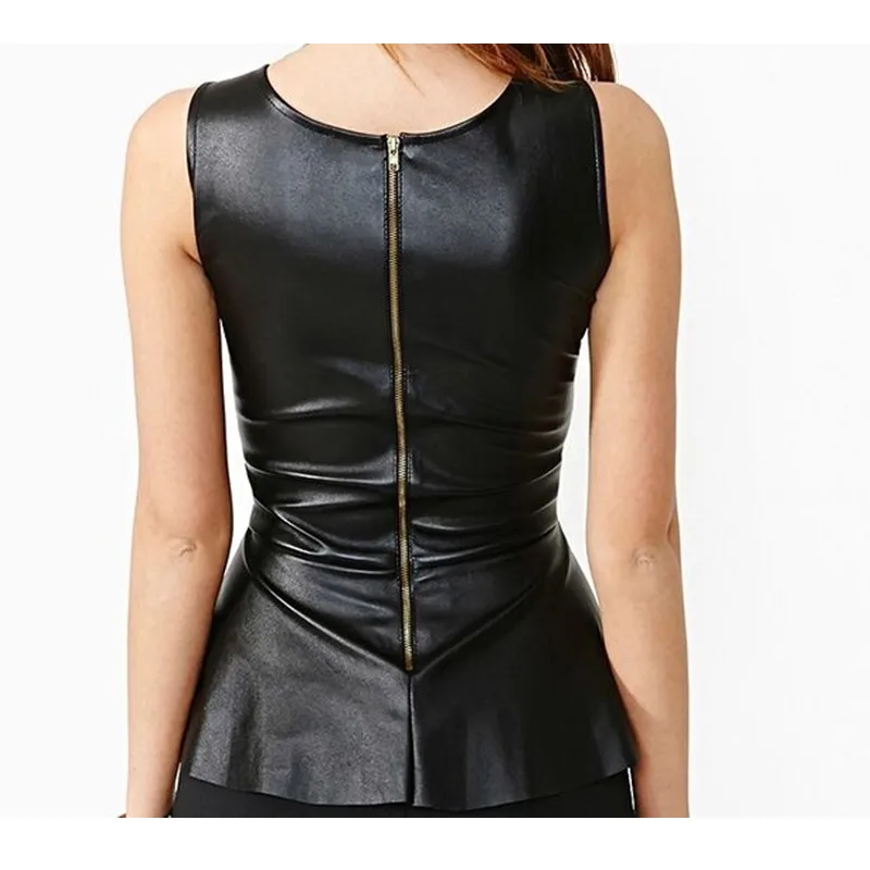 2016 Новая Мода Европейский Стиль Сексуальные женские Жилет Искусственной Кожи