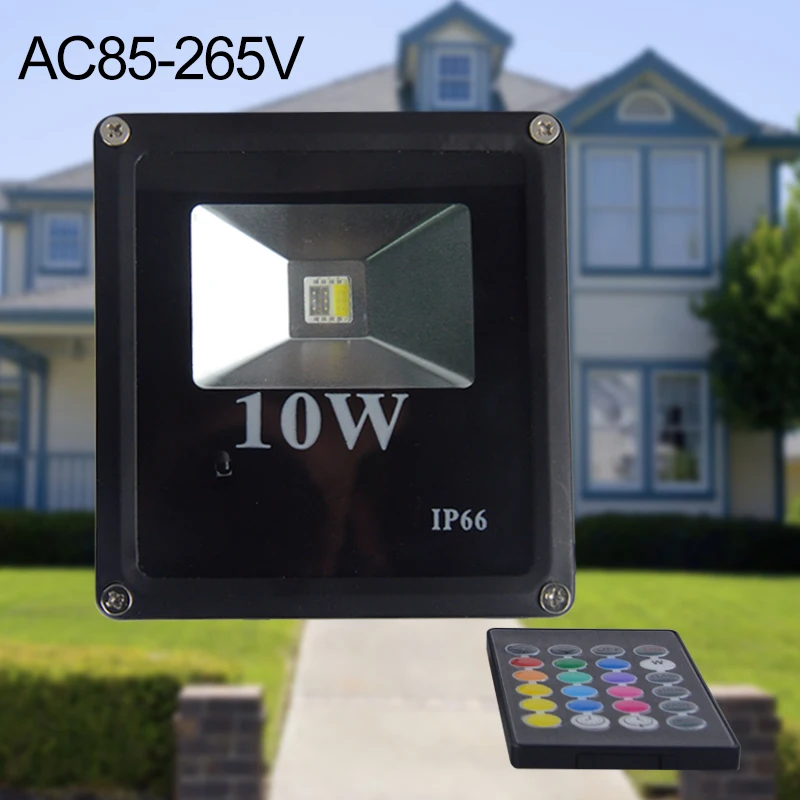 

10W RGBW LED Floodlight IP66 Waterproof 85-265V LED RGBW Diode Spotlight Projector EU/US/UK/AU Plug with Remote Controller
