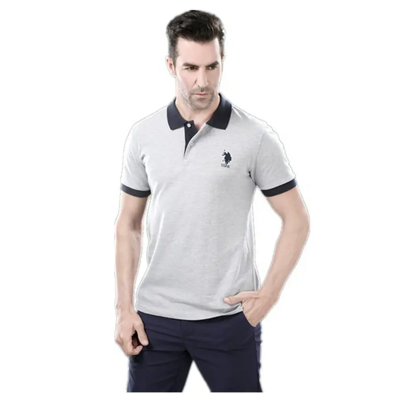 Элитный бренд U.S POLO Assn Для мужчин топы хлопок вышивка короткий рукав