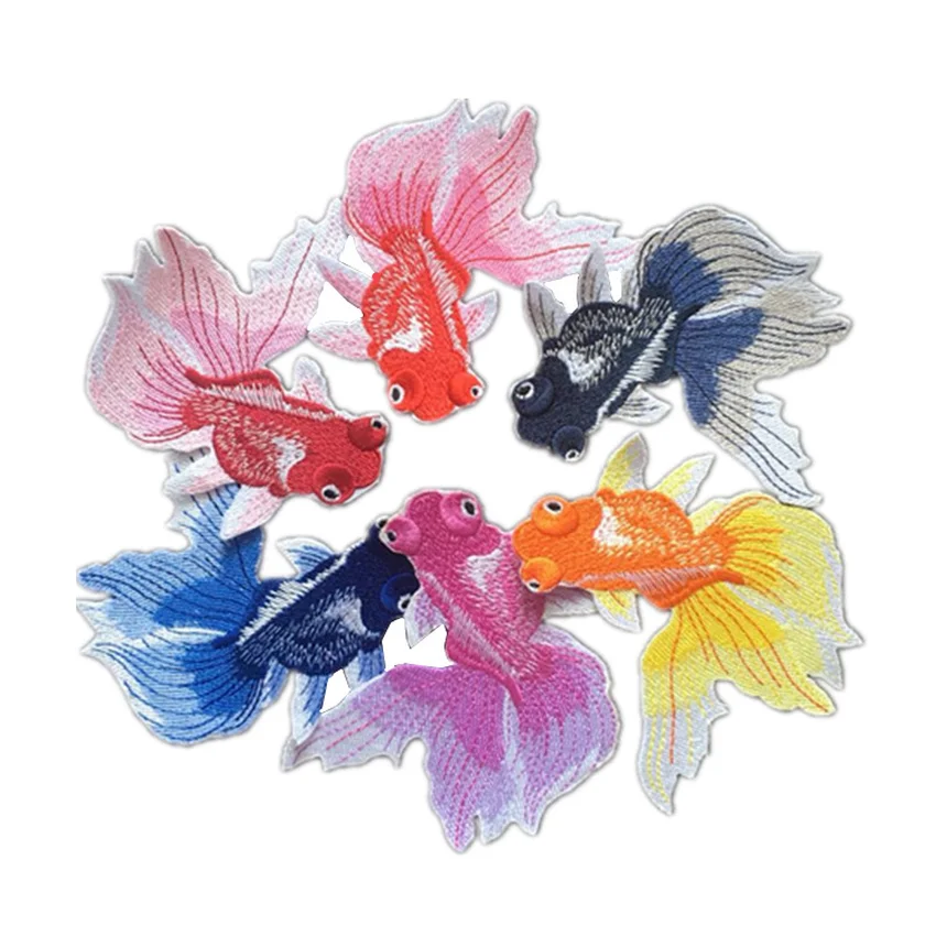 Новое поступление вышивка из органзы нашивка в виде Красной золотой рыбки с