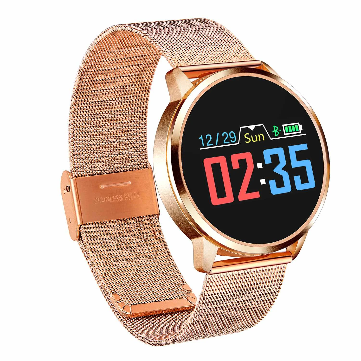 gold steel plus Newwear Q8 Plus Смарт часы браслет с ЧПУ версия водонепроницаемый пульсометр кровяное давление сна мульти-спортивные умные часы для фитнеса - Цвет: gold steel plus