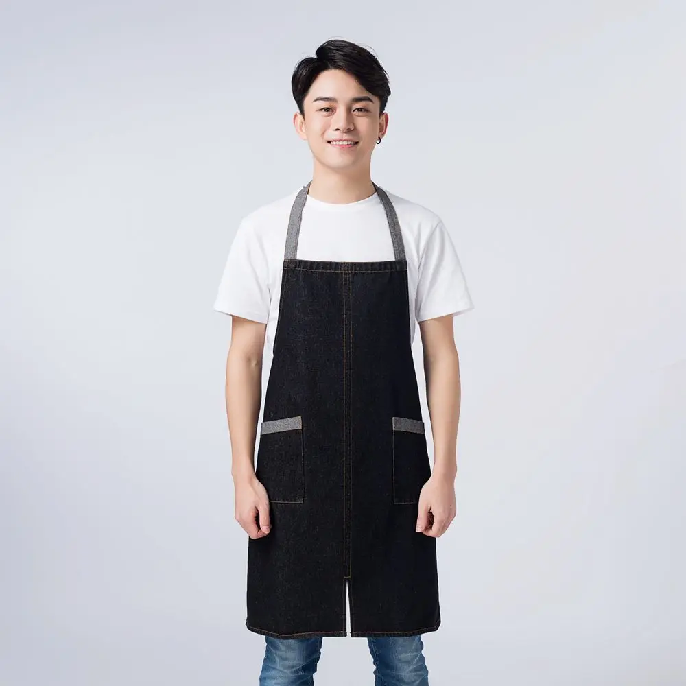 Мыть джинсовый фартук кухня приготовления регулируемый ремень поварский для