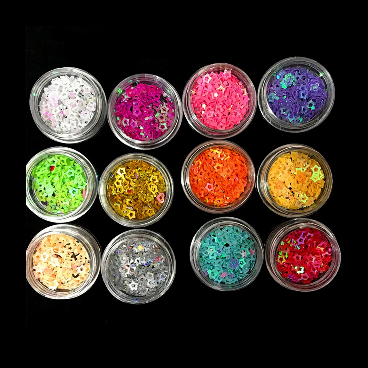 Новый 12 Набор звезды тени для век блеск ногтей Star 4 мм Чистка лица и тела арт