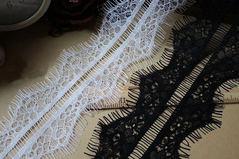 Африканская кружевная ткань отделка 9 метров свадебное украшение черные и белые