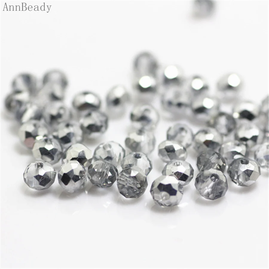 half silver AnnBeady, одноцветные, зеленые, 3*4 мм, 145 шт, Rondelle, австрийские граненые Хрустальные стеклянные бусины, свободные разделительные бусины для изготовления ювелирных изделий - Цвет: half silver