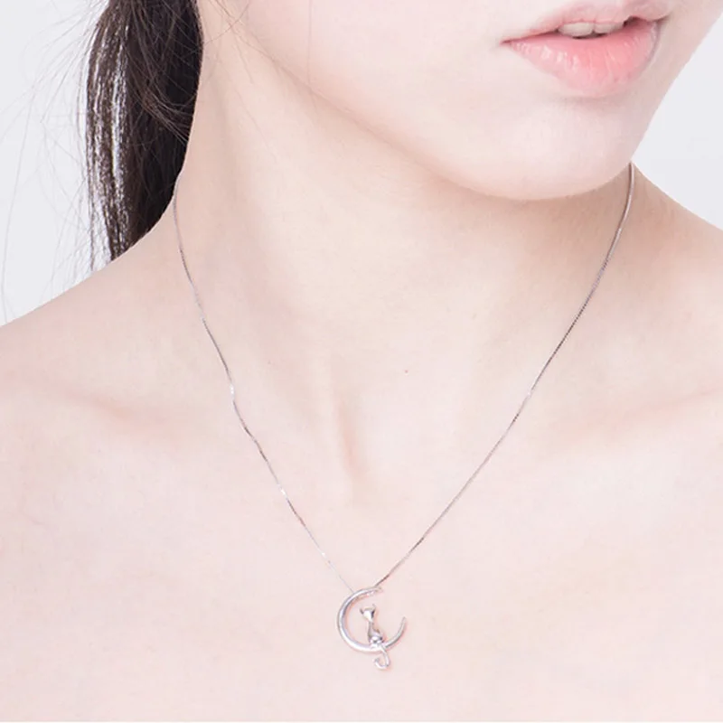 SMJEL новый кулон в виде кошки и Луны ожерелье для женщин котенок с кошками