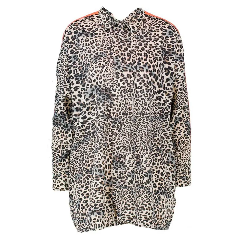 

hirigin fashion Womens loose Long Sleeve Loose long Tops female new V-neck blouses ladies Leopard Button casual Shirts