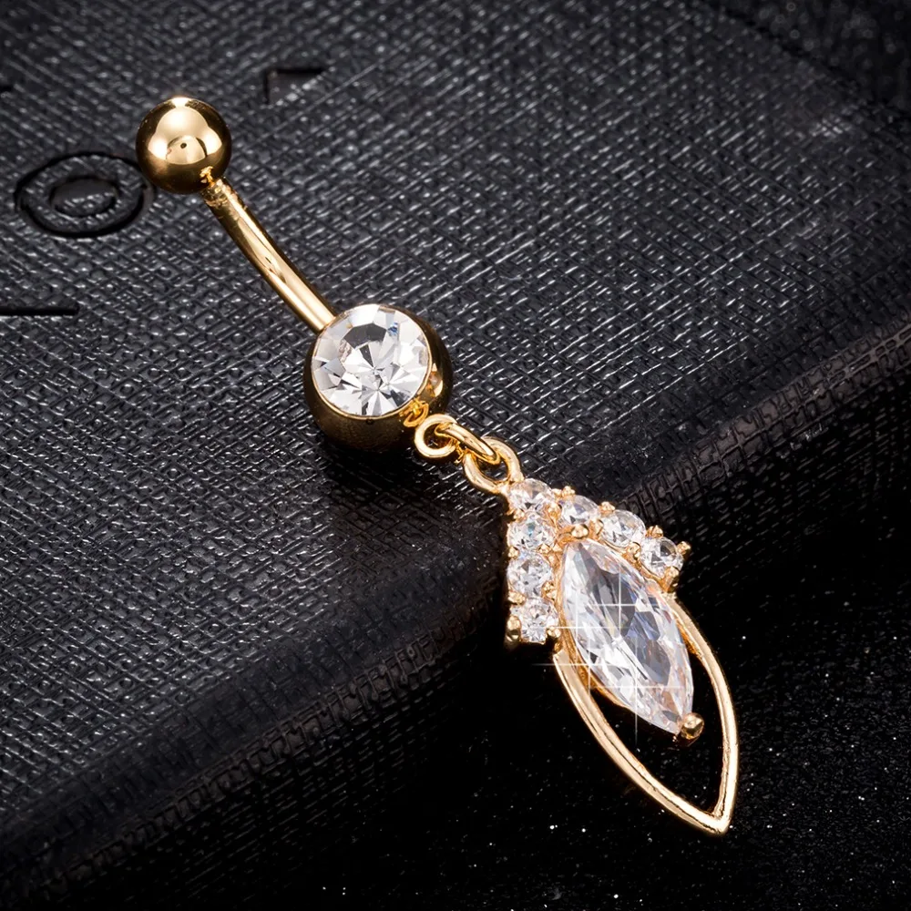 Модные Роскошные фианиты пирсинг пупка Кристальные колокольчики кнопки кольца
