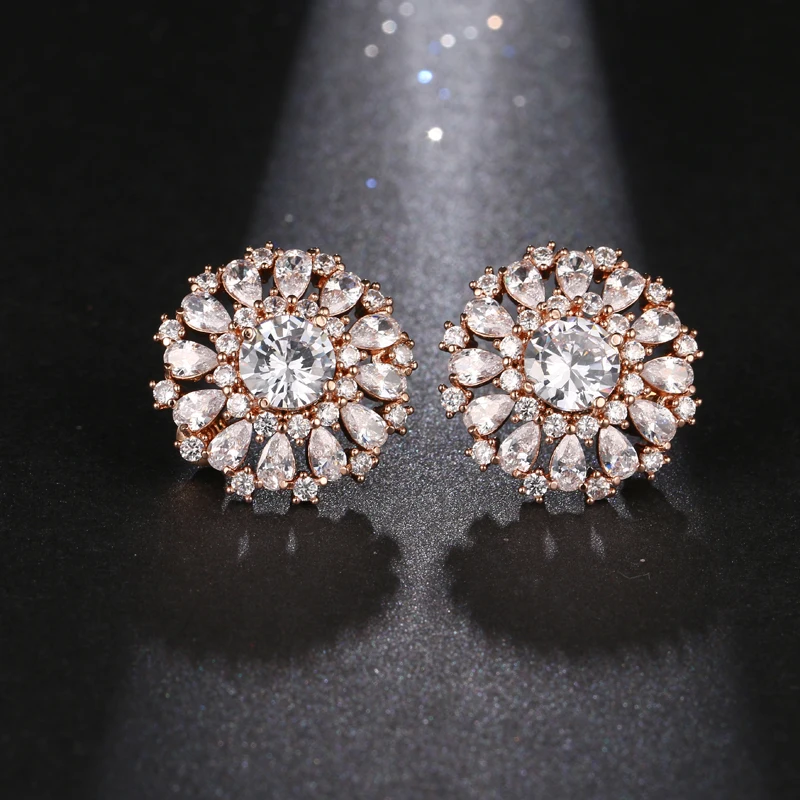 Женские серьги гвоздики с круглым прозрачным Цирконом|brand stud earrings|stud earringswomen brand
