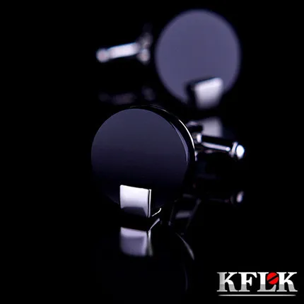 

KFLK Luxury shirt cufflink for mens gift Brand cuff buttons Black cuff link High Quality Round abotoadura gemelos Jewelry