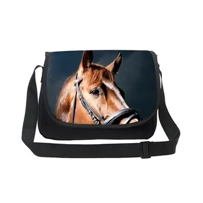 Прохладный девочек-подростков школьная crossbag 3D Crazy Horse один сумка для детей среднего студента Книга сумка Для женщин одного плеча - Цвет: Темно-синий