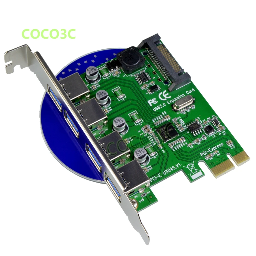 4 USB 3 0 на PCIe карты PCI e порта USB3.0 расширительные Express адаптер карта SATA источник