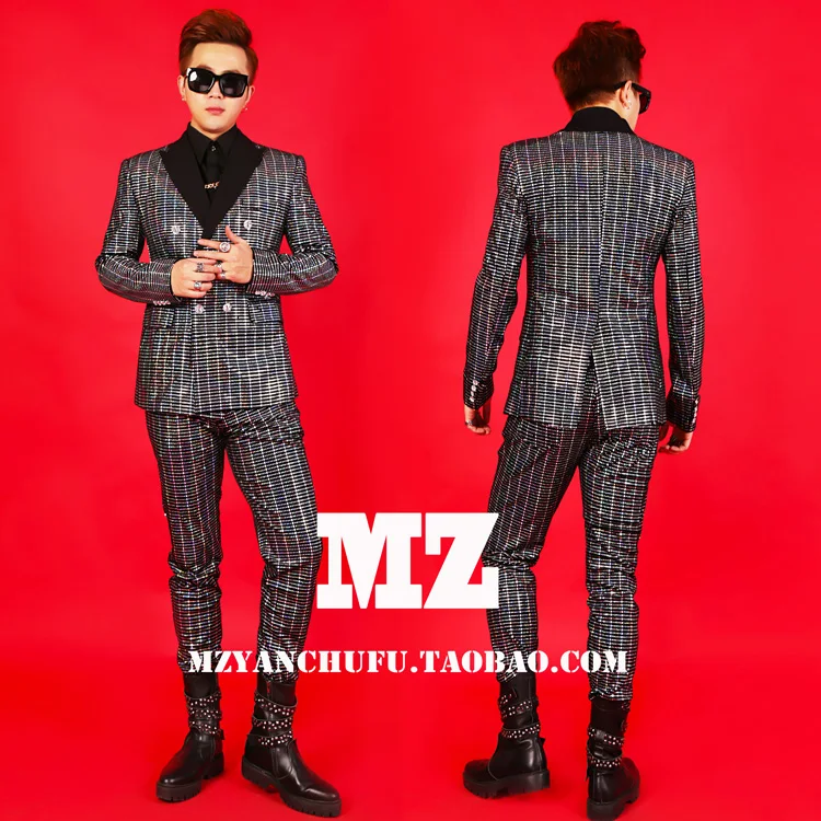 S 5xl 2021 новые мужские Тонкий Блейзер Gd Dj красочная Лазерная вышивку двубортный