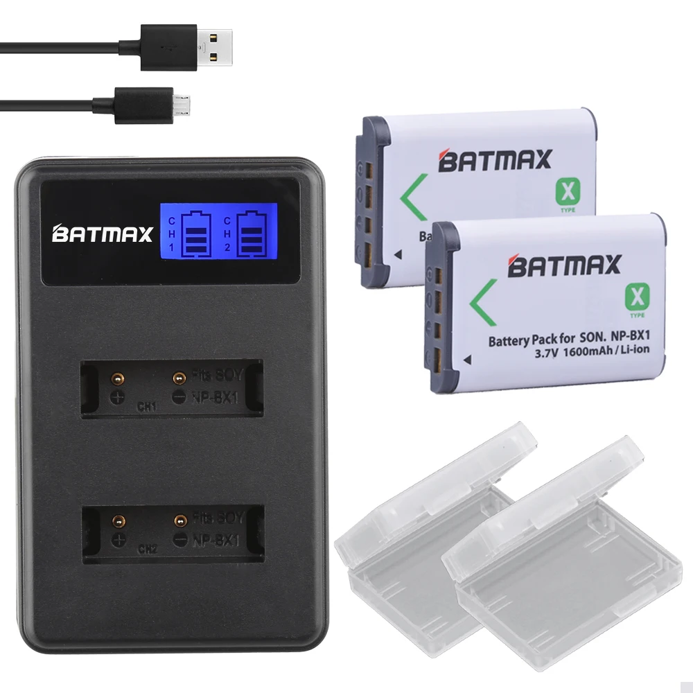 Batmax 2 шт. NP BX1 батарея NPBX1 Bateria + ЖК дисплей двойное зарядное устройство для Sony AS20 AS100V