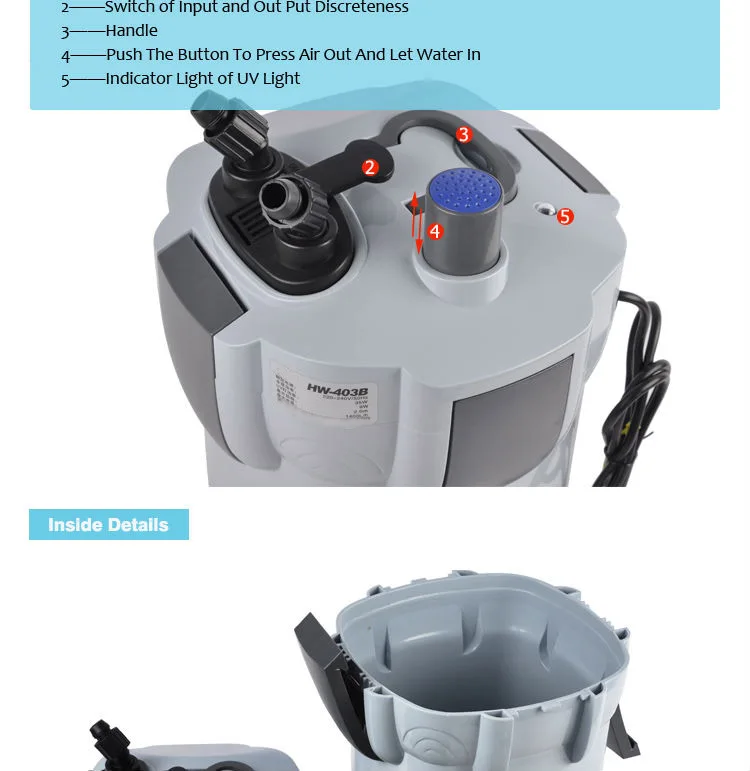 Высокое качество hw-402b 1000l/ч 1.4 м Аквариум Внешний фильтр с УФ-излучения для аквариума в том числе фильтр материалы
