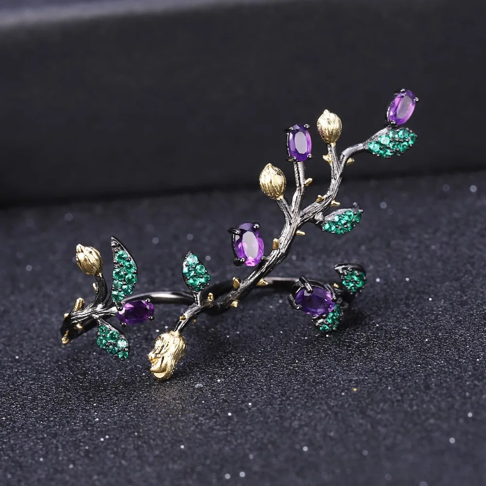 GEM'S BALLET 2.72Ct кольцо с натуральным аметистом, серьги, ювелирные наборы для женщин, настоящее 925 пробы, серебро, ручной работы