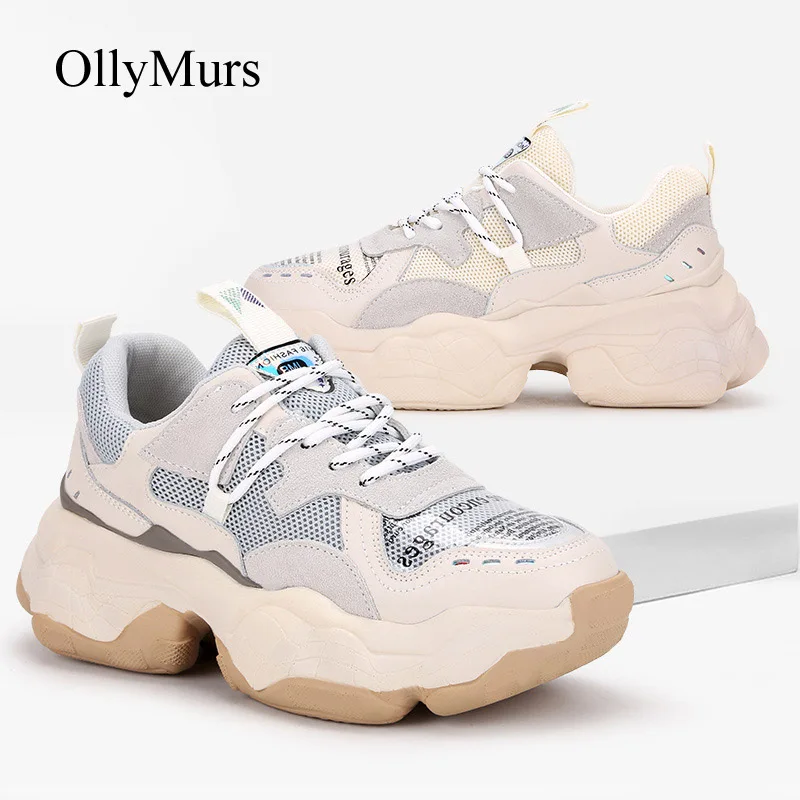 

Shoes Women Chunky Sneakers Platform zapatos de mujer Patchwork chaussures femme Spring New Mesh Shoes Breathable Cross-tied