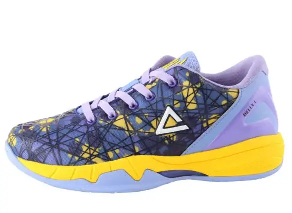 purple and yellow Пик дышащие уличные Детские анти-скользкие кроссовки для фитнеса Детские баскетбольные кроссовки на корте спортивная обувь для мальчика - Цвет: purple and yellow