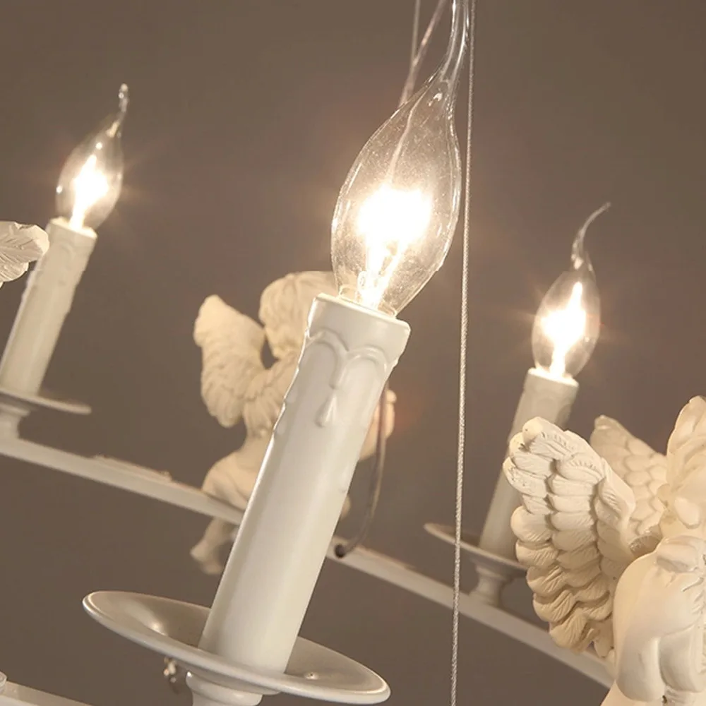 Блеск светодио дный LED люстра с ангелочками освещение белый гладить современный