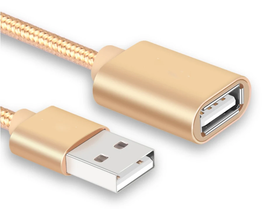 USB Удлинительный кабель для мужчин и женщин, нейлоновый плетеный кабель, используемый для мобильного жесткого диска, компьютера, ноутбука, ручка для игры и т. д