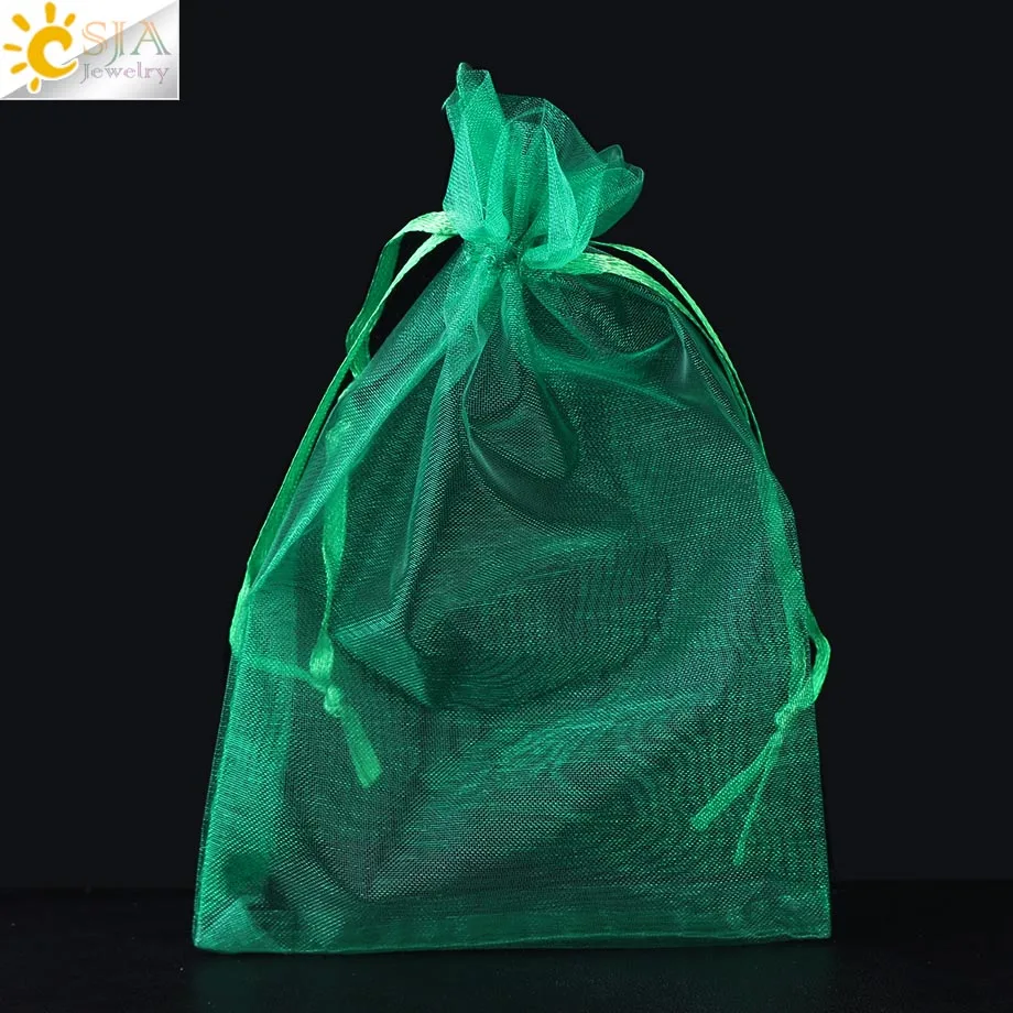 Green Csja мешочки для рисования шелковые мешочки подарочные мешочки из органзы Свадебная вечеринка бижутерия для декорирования упаковка красный разноцветный 10 шт./лот F635 - Цвет: Green