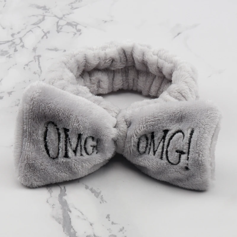 Женская модная повязка на голову с бантиком и надписью OMG; повязка на голову с бабочкой для девочек; повязка на голову из кораллового флиса; аксессуары для волос