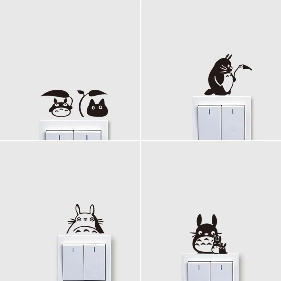 1 комплект 4 наклейки на светильник Totoro переключатель лист Дождевая капля