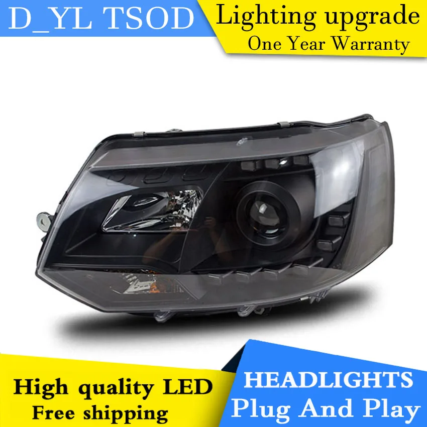 D_YL Стайлинг автомобиля фары 2010 2014 VW T5 светодиодный ные DRL линзы двойной луч H7 HID