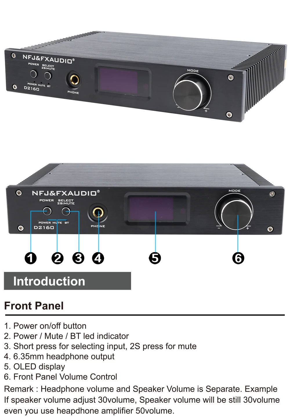 NFJ& FXAUDIO D2160 USB HIFI Bluetooth 4,2 150 Вт* 2 полный цифровой усилитель мощности выход для наушников AMP CSR64215 AK4418 Поддержка APTX