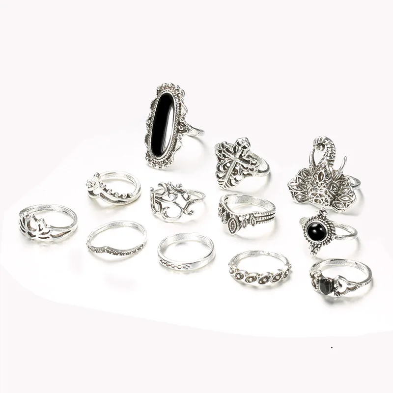 Набор Колец серебряного цвета в античном стиле для женщин кольцо-Тотем на палец
