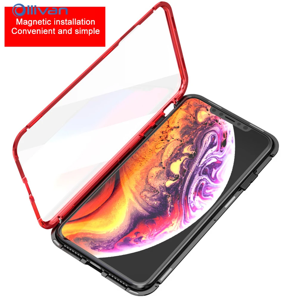 Магнитный металлический каркас чехол для телефона iPhone 7 8 7p 8p x xs max xr 360 полная