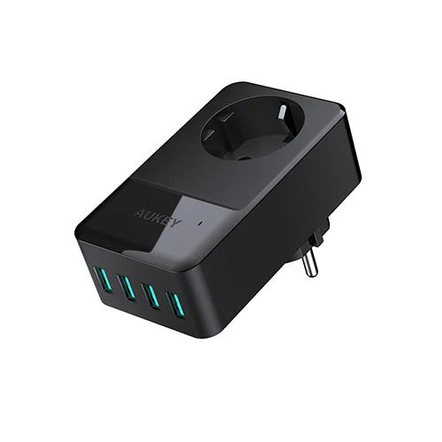 PA- S12 Зарядное устройство Aukey для путешествий, мульти USB, 4 порта, адаптер для мобильного телефона, умное настенное зарядное устройство, быстрая зарядка для телефона со встроенной Европейской розеткой - Тип штекера: PA- S12