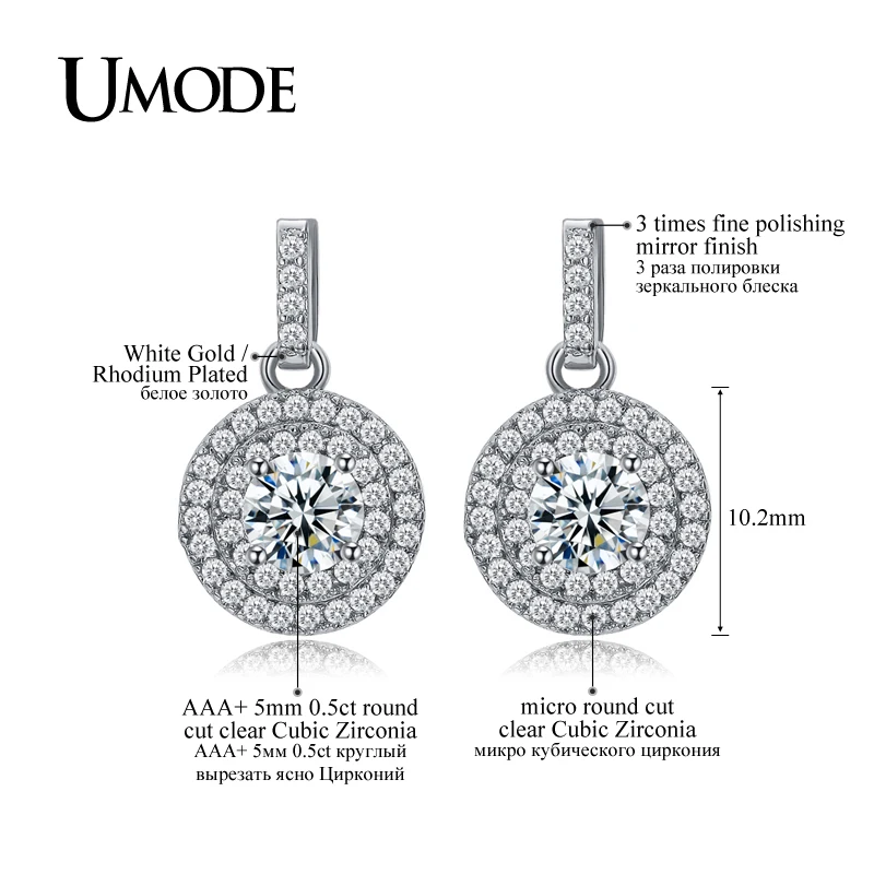 UMODE Новое поступление модные ювелирные изделия белые золотые серьги висячие для