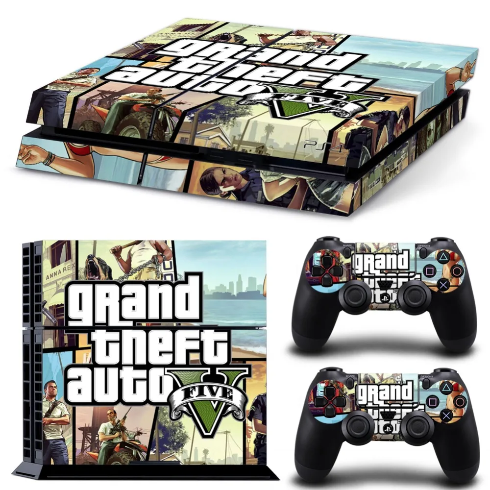 GTA V для Playstation 4 консоль виниловая наклейка чехол Sony PS4 игры с 2 контроллером|gta-v| |