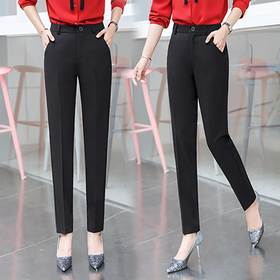 Pencil Office Trousers Elegant Slim Korean Formal Pants Women Sexy Stripe Black Thick Pantalon Mujer Oficina Wear Z5C318 | Женская