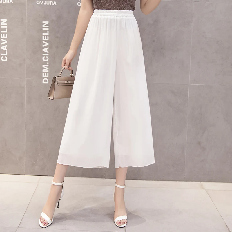 Брюки женские шифоновые с завышенной талией мягкие свободные пляжные штаны