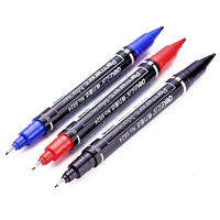 3pcsset dual tip permanent marker waterproof marker pen finemedium point 0 5mm 1mm pen marker black blue red ink art supplies
