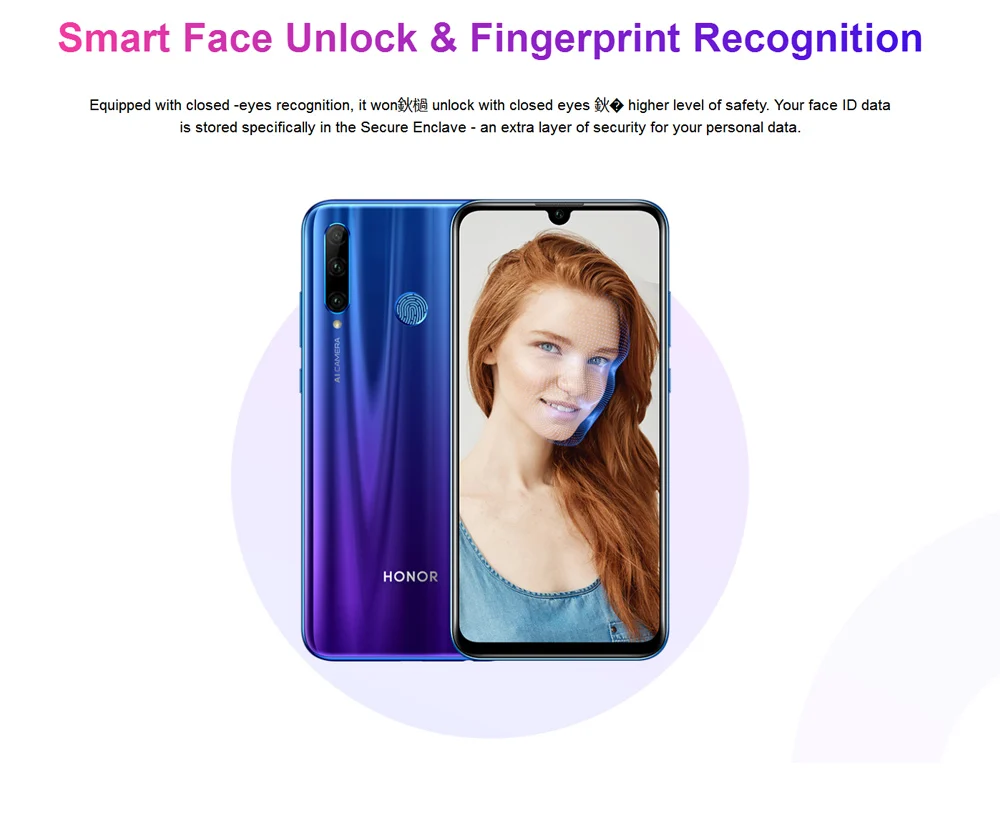 Глобальная Версия Honor 20 lite 20i мобильный телефон 6,21 дюймов Kirin 710 Восьмиядерный Android 9,0 смартфон отпечатков пальцев