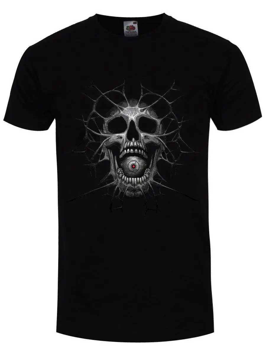 Череп киборга Для мужчин черная футболка короткий рукав модная футболка|Мужские
