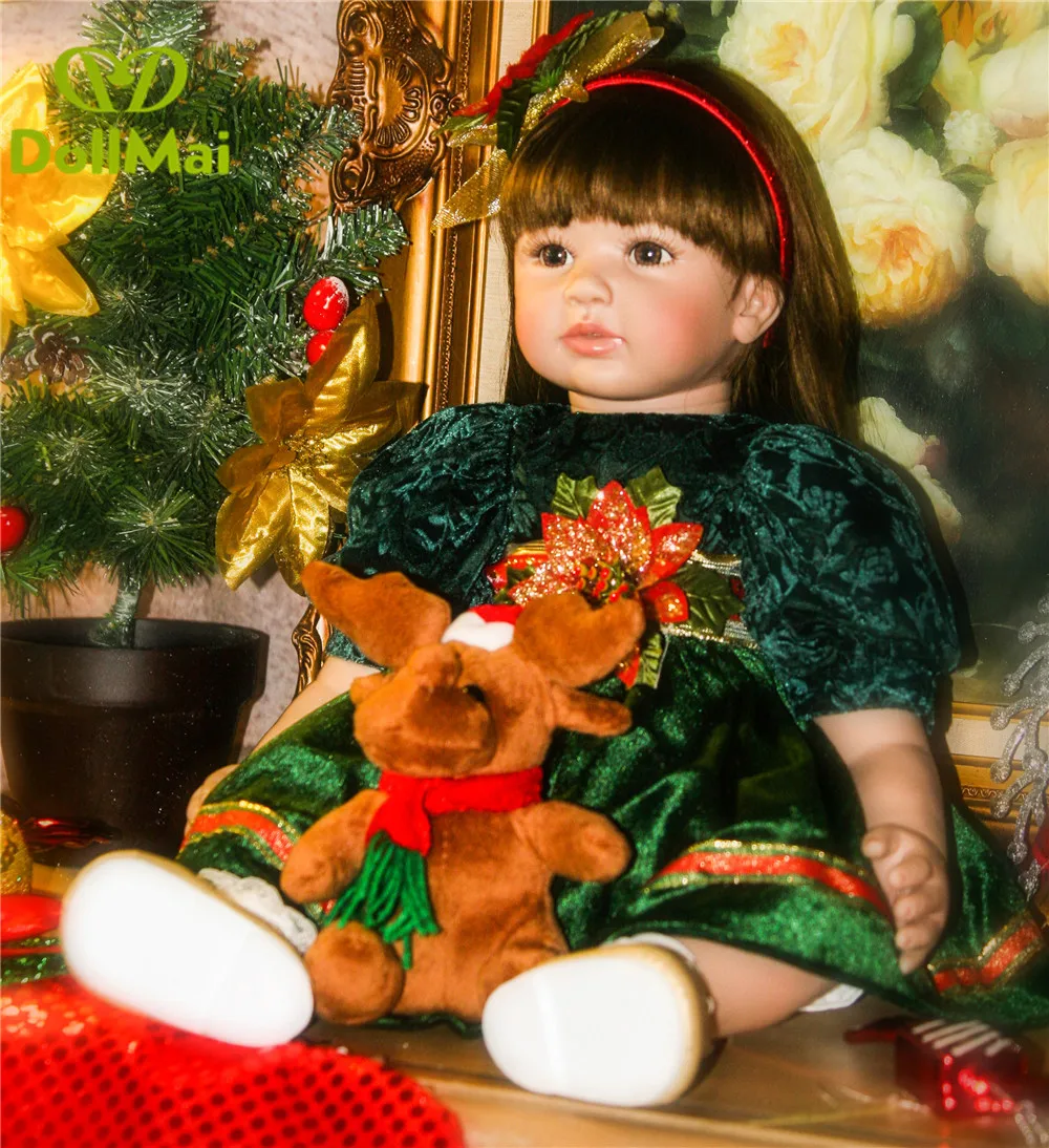 DollMai изысканный 60 см Мягкая силиконовая Возрожденный ребёнок куклы игрушки для