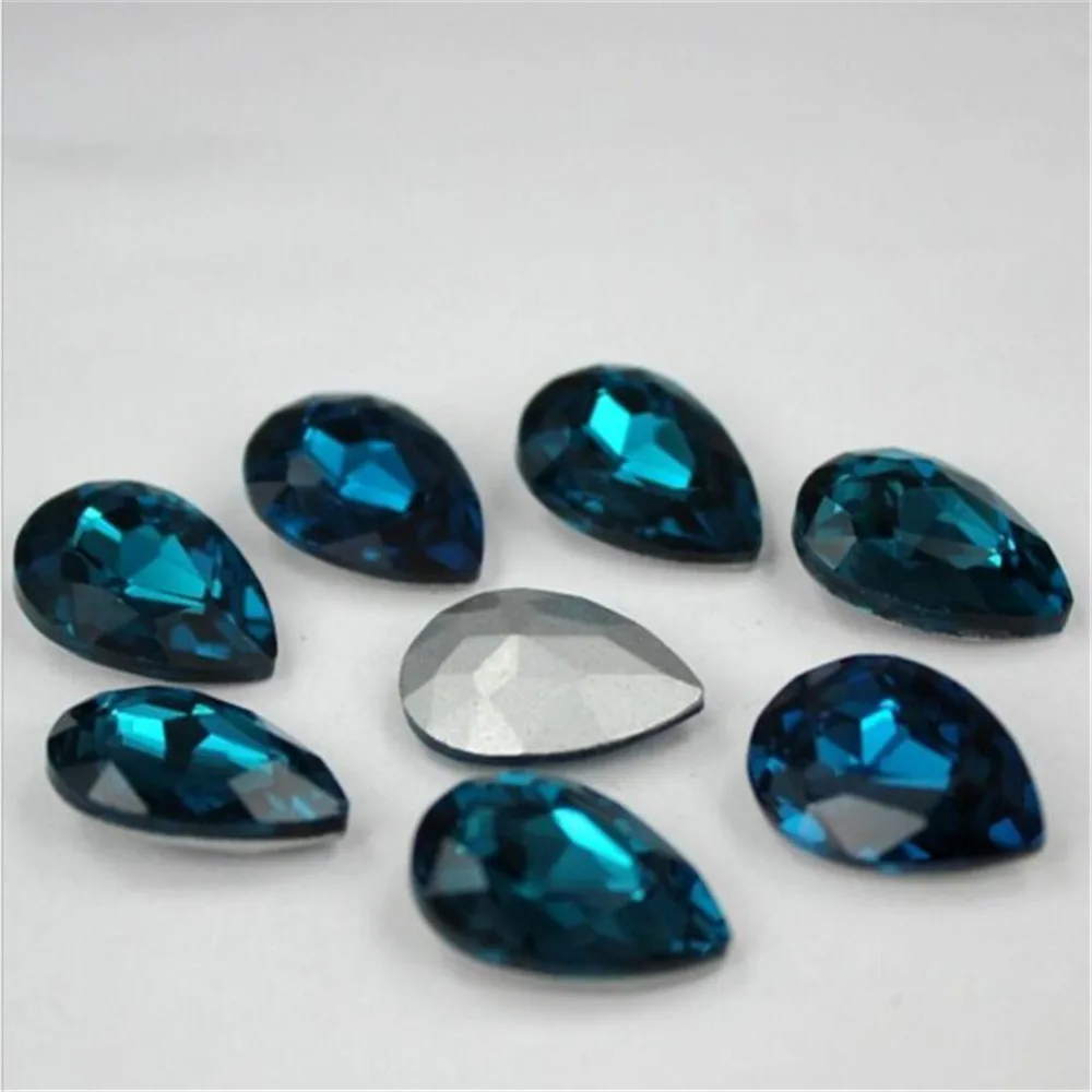 MHS.SUN свободные острые кристаллы s DIY Peahen Blue Drop Shape Crystal Стразы для одежды/ювелирные