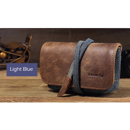 Light Blue Roadfisher натуральная кожа холст камера сумка Вставка чехол для хранения сумка Пояс для Canon G7X RX100 M2 M3 M4 M5 Nikon sony Leica Fuji - Цвет: Light Blue