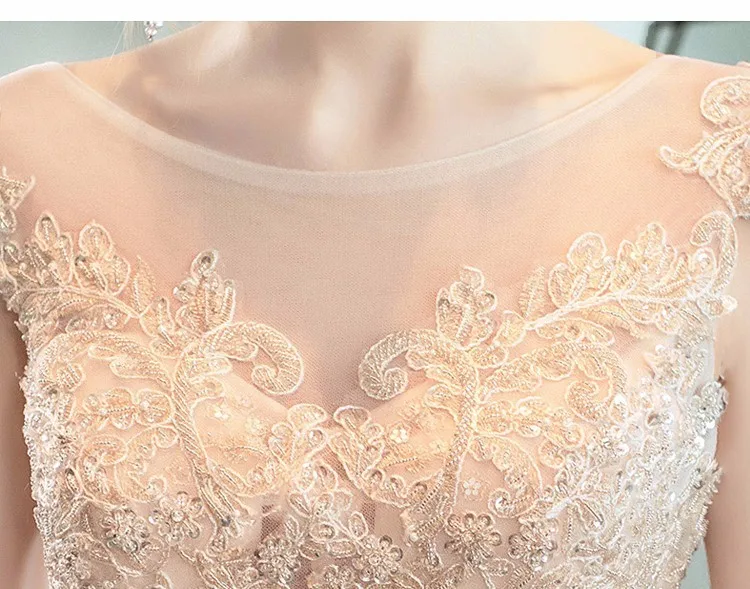 Robe De Mariage роскошное свадебное платье бальное платье с коротким рукавом Свадебные платья Шампанское принцесса свадебное платье с длинным хвостом