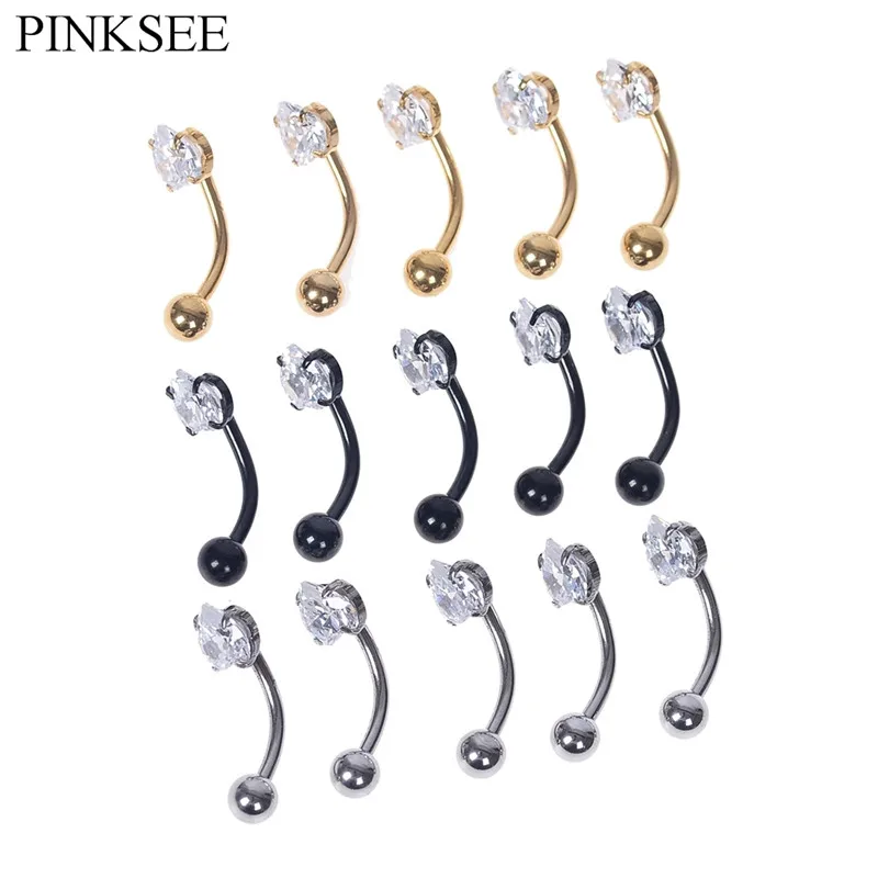 Пирсинг для бровей с кристаллами 5 шт. | Украшения и аксессуары