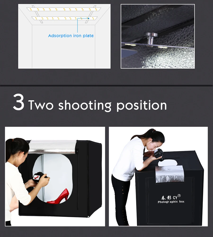 freeshipping 60cm LED Photo Studio light tent Tabletop Shooting SoftBox lightbox Dimmer switch AC adapter for Jewelry | Электроника