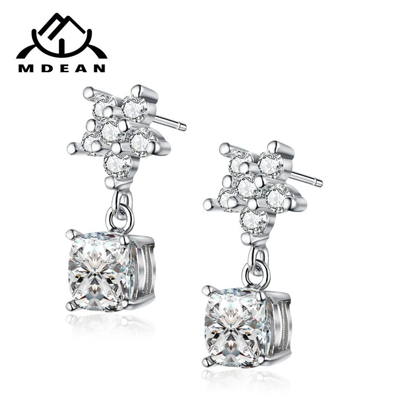 Женские серьги-гвоздики MDEAN из белого золота ювелирные изделия в виде звезд ААА с